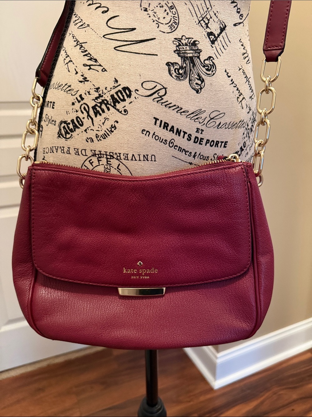 kate spade Pebbled Leather Crossbody Bag in Berry